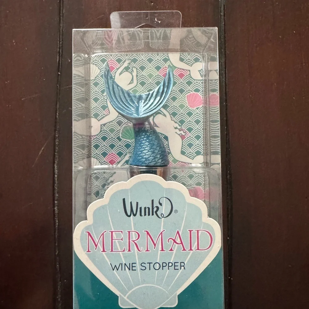 Wink Mermaid Bottle Opener and Wine Stopper Set - Pink and Blue